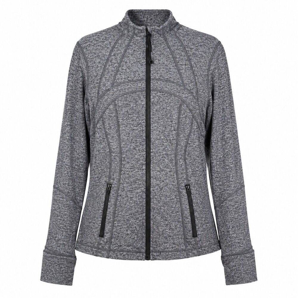 Lululemon Define Jacket Womens 12 Heathered Slate Gray Full Zip Thumbholes